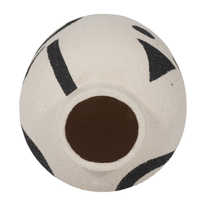 Cer, 6" Funky Bulbous Vase, Ivory/black - Decor Addict, LLC