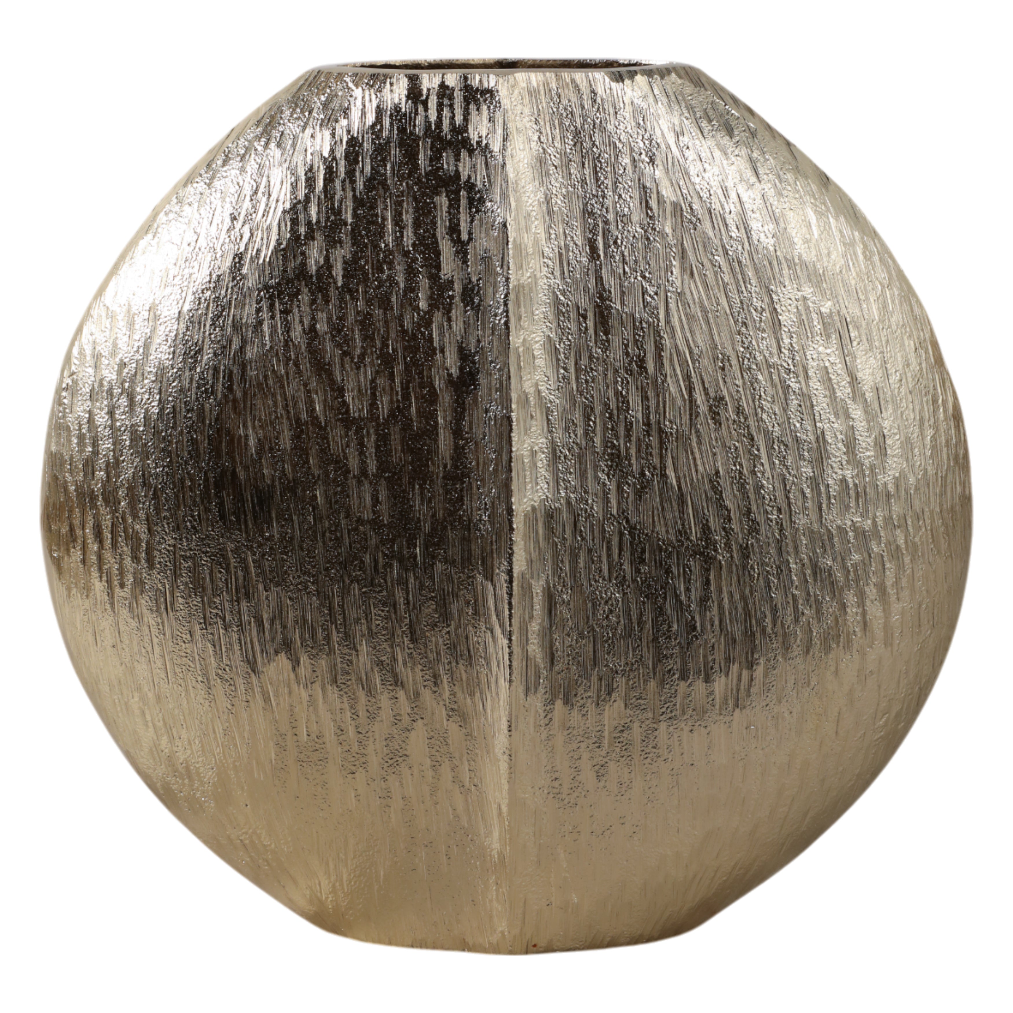 11x10" Modern Round Metal Vase, Gold - Decor Addict, LLC