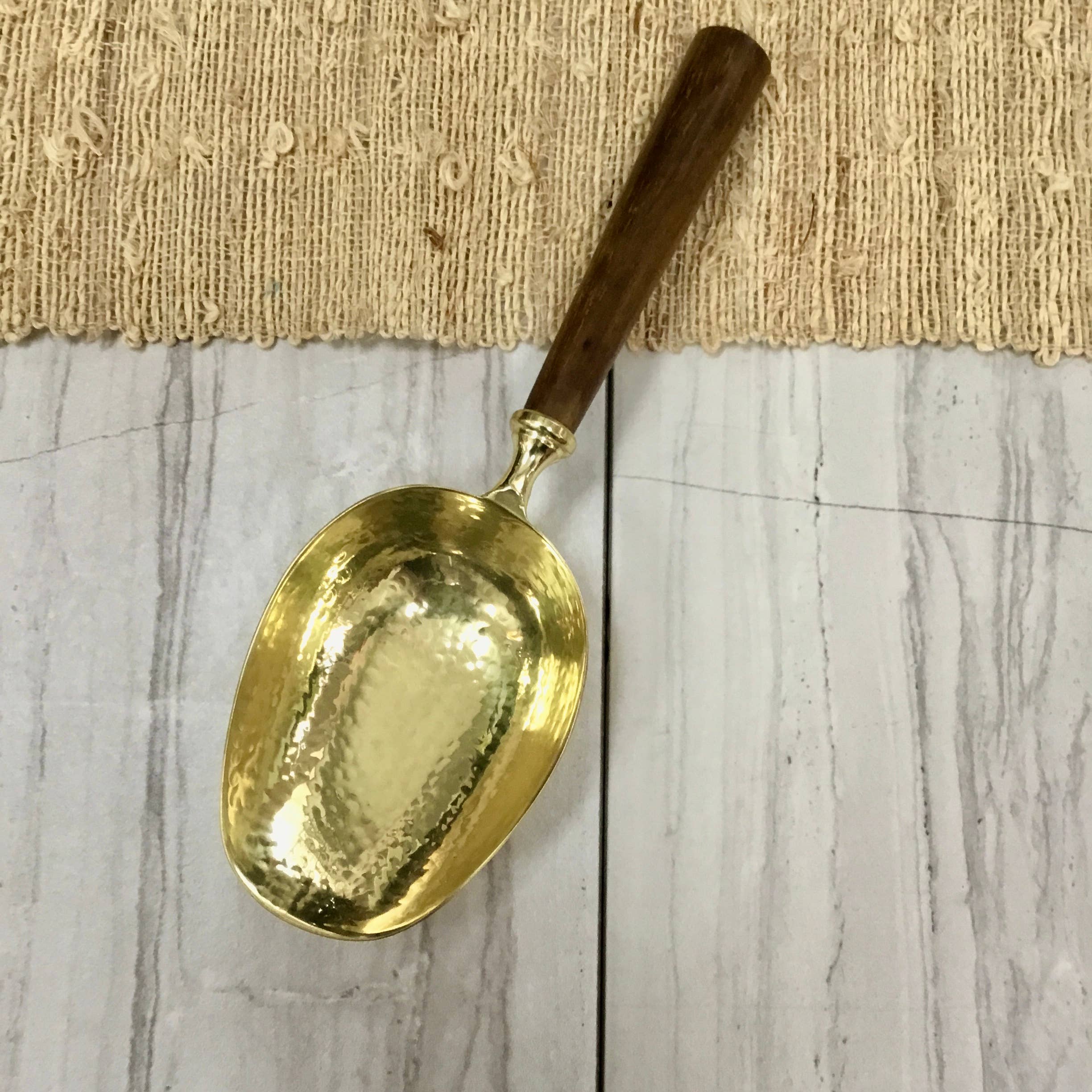 Gold Hammered Ice Scoop w/ Driftwood Handle - Thumbnail 3