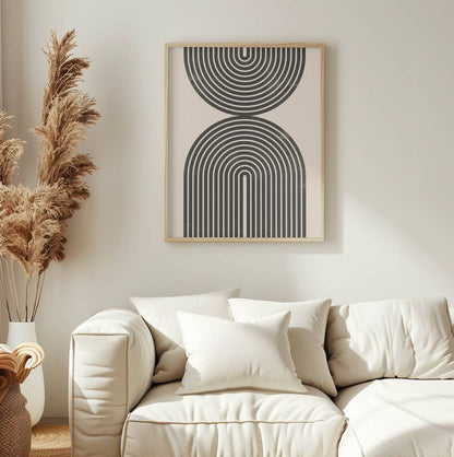"Black Arch Line Art" Wall Art: Black Framed Textured Print / 48"H x 36 "W - Decor Addict, LLC
