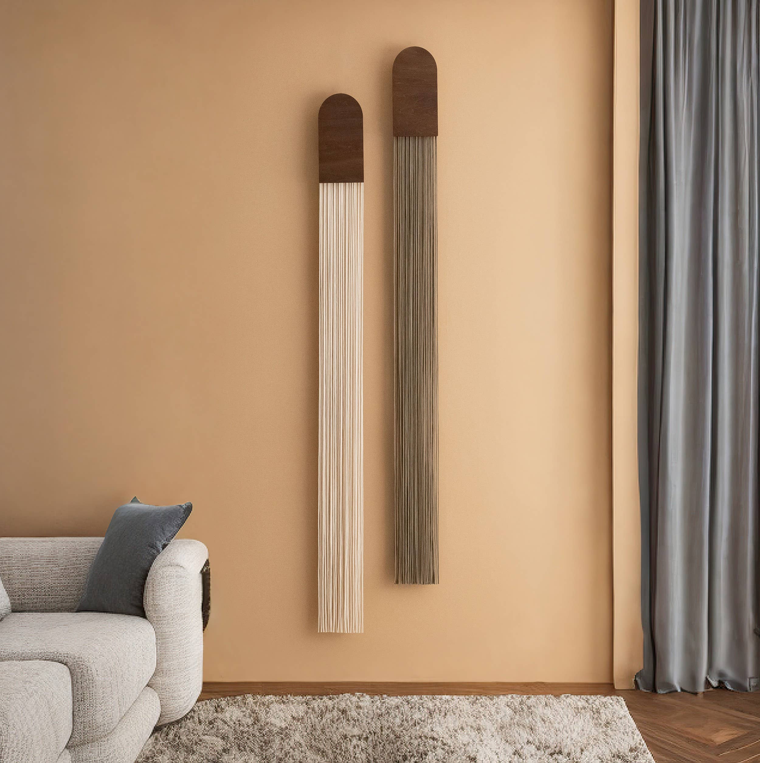 Macrame Fiber Wall Hanging for Elegant Home V80 : Terracotta / Jacobean - Decor Addict, LLC