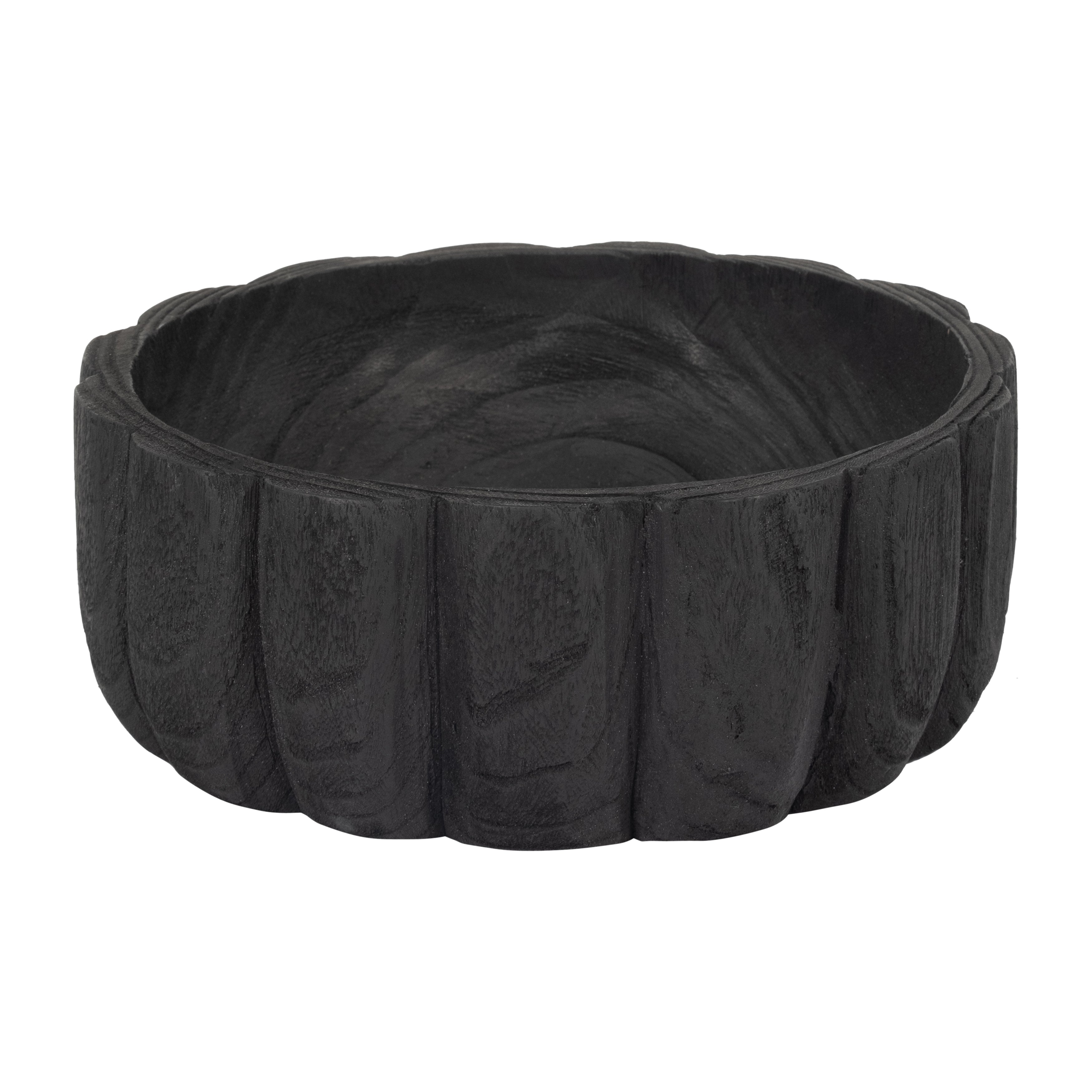 Wood, 9" Scalloped Bowl, Black - Decor Addict, LLC