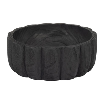 Wood, 9" Scalloped Bowl, Black - Decor Addict, LLC