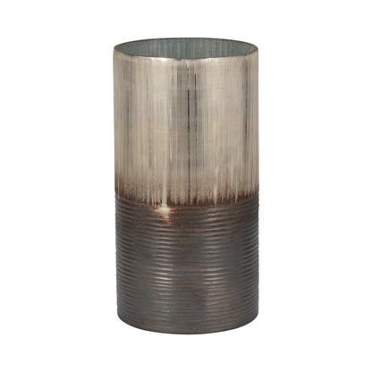 Glass, 13" Metallic 2-tone Vase, Silver - Decor Addict, LLC