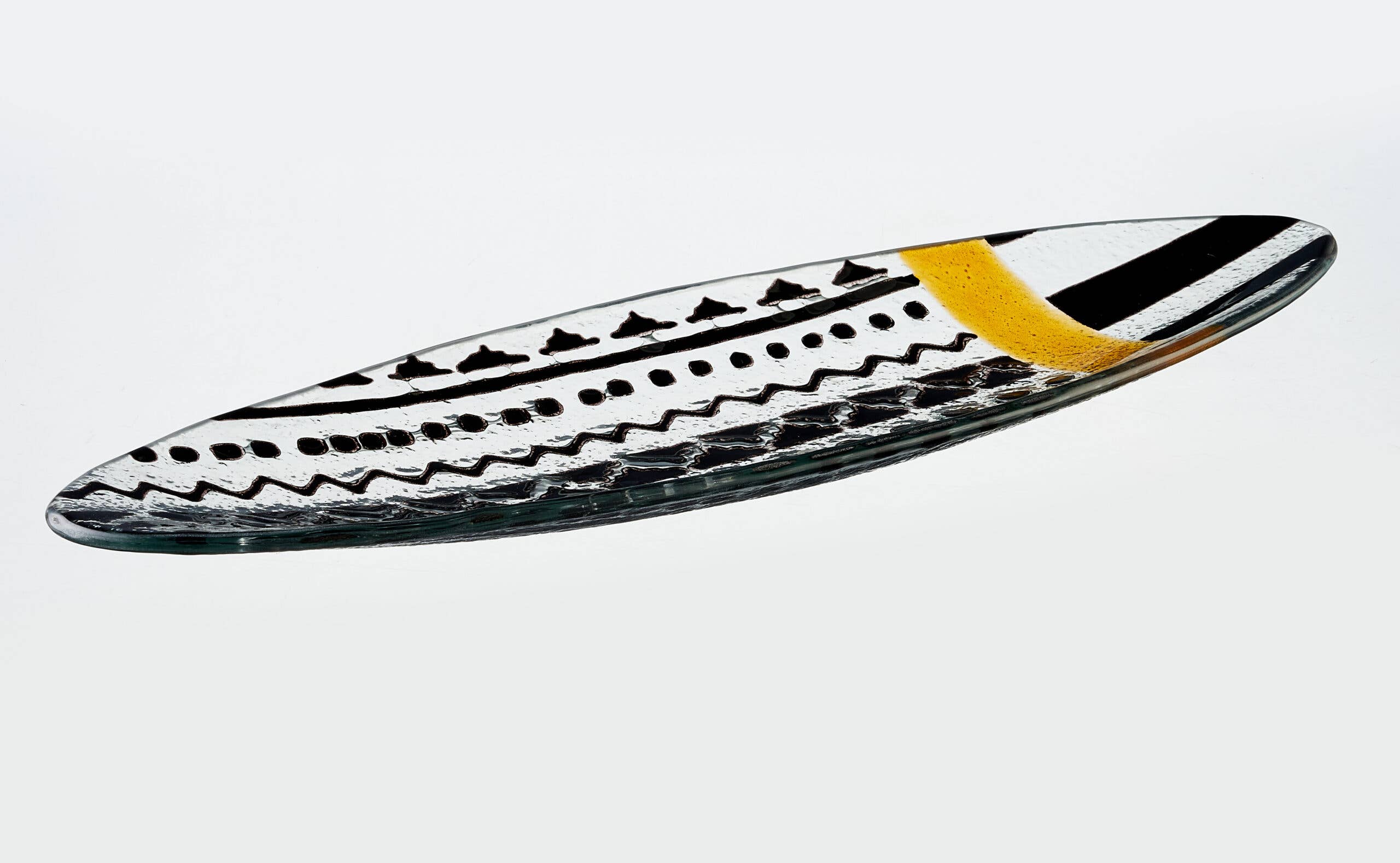 Boho Oval L 44x15 Amber & Black Drawings: Amber & Black / Glass - Decor Addict, LLC