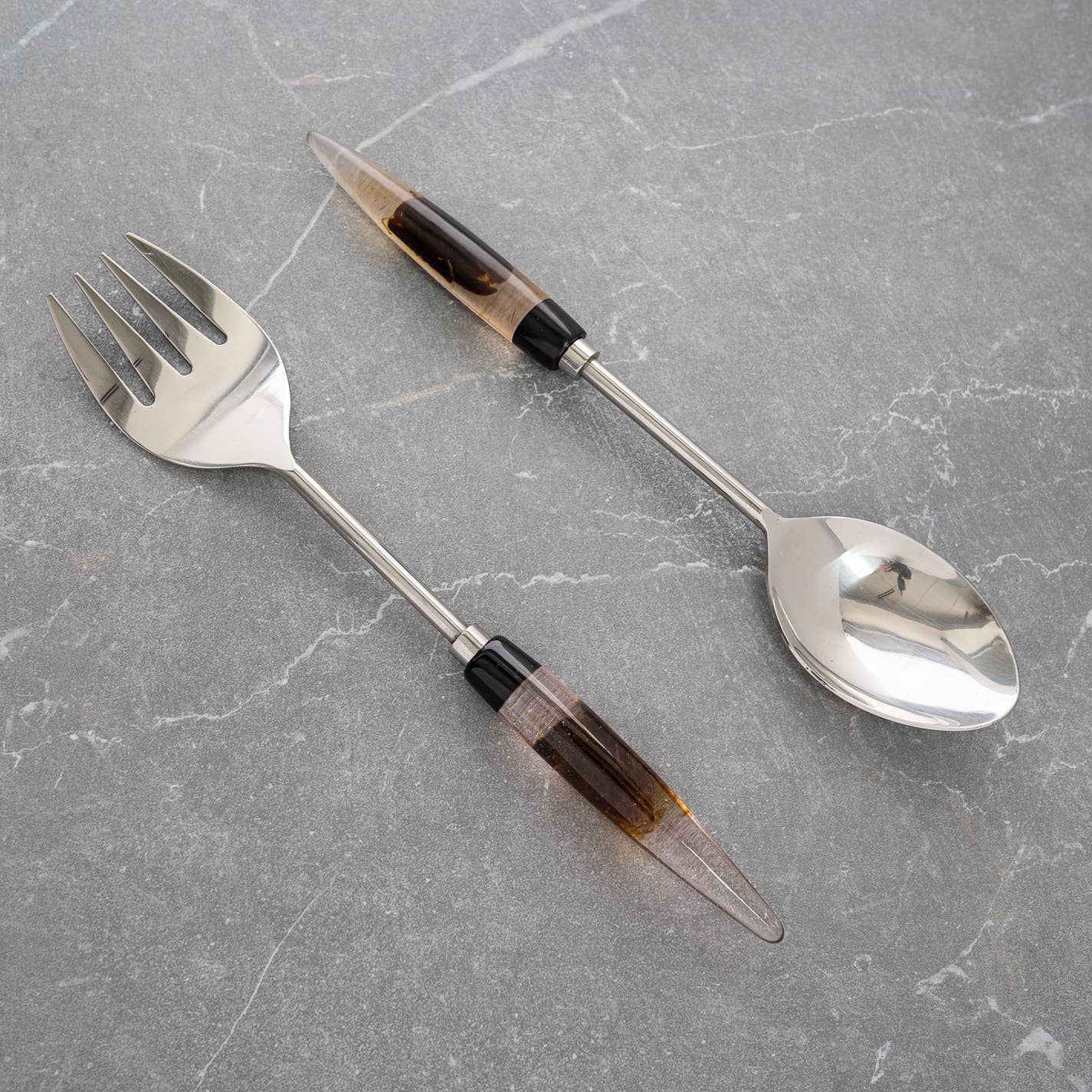 SS & Stone Oval Handle Set