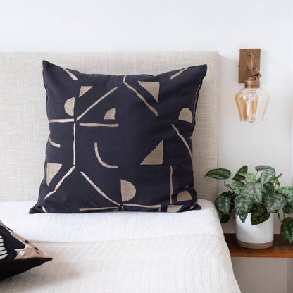 Contemporary Geometric Hand Woven Throw Pillow: Denim Blue / 20" x 20" - Decor Addict, LLC