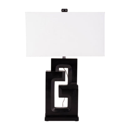 Wood, 27"h Geometric Lamp, Black - Decor Addict, LLC