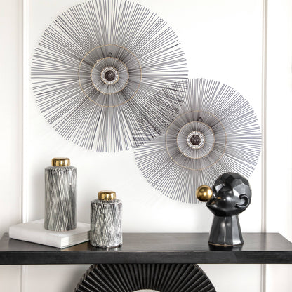 Black/White 10 in. Ceramic Novelty Cross Hatch Ginger Jar - Decor Addict, LLC