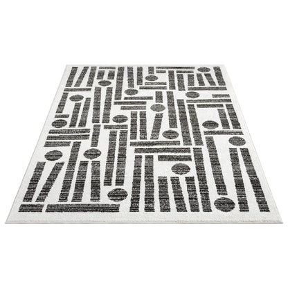 Abani Rugs Nomad Cream and Grey Lines Area Rug: 2' x 3' - Decor Addict, LLC