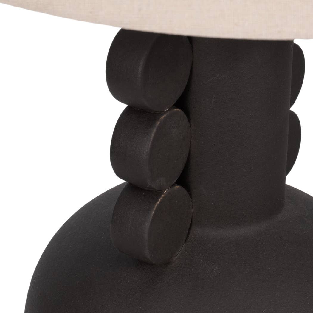 Black 30 in. Ceramic Novelty Eared Totem Table Lamp - Decor Addict, LLC