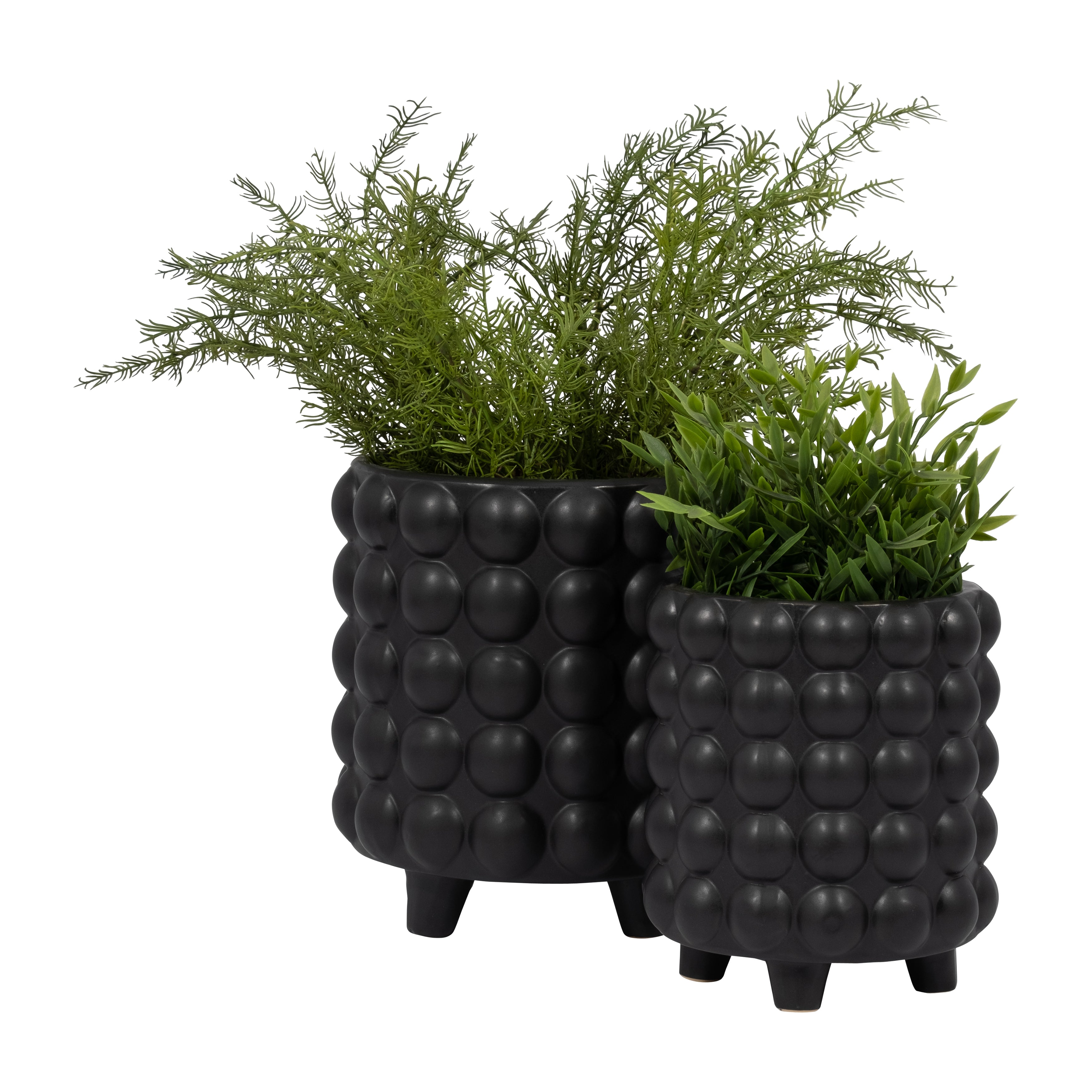 S/2 6/8" Bubble Planters, Matte Black - Decor Addict, LLC