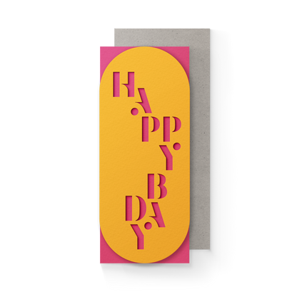 Happy Bday #10 Slim Sleeve Card - Citrus - Decor Addict, LLC