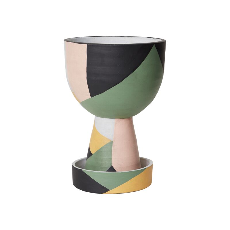 Ayton Pot with Saucer — 7" x 10.5" - Decor Addict, LLC