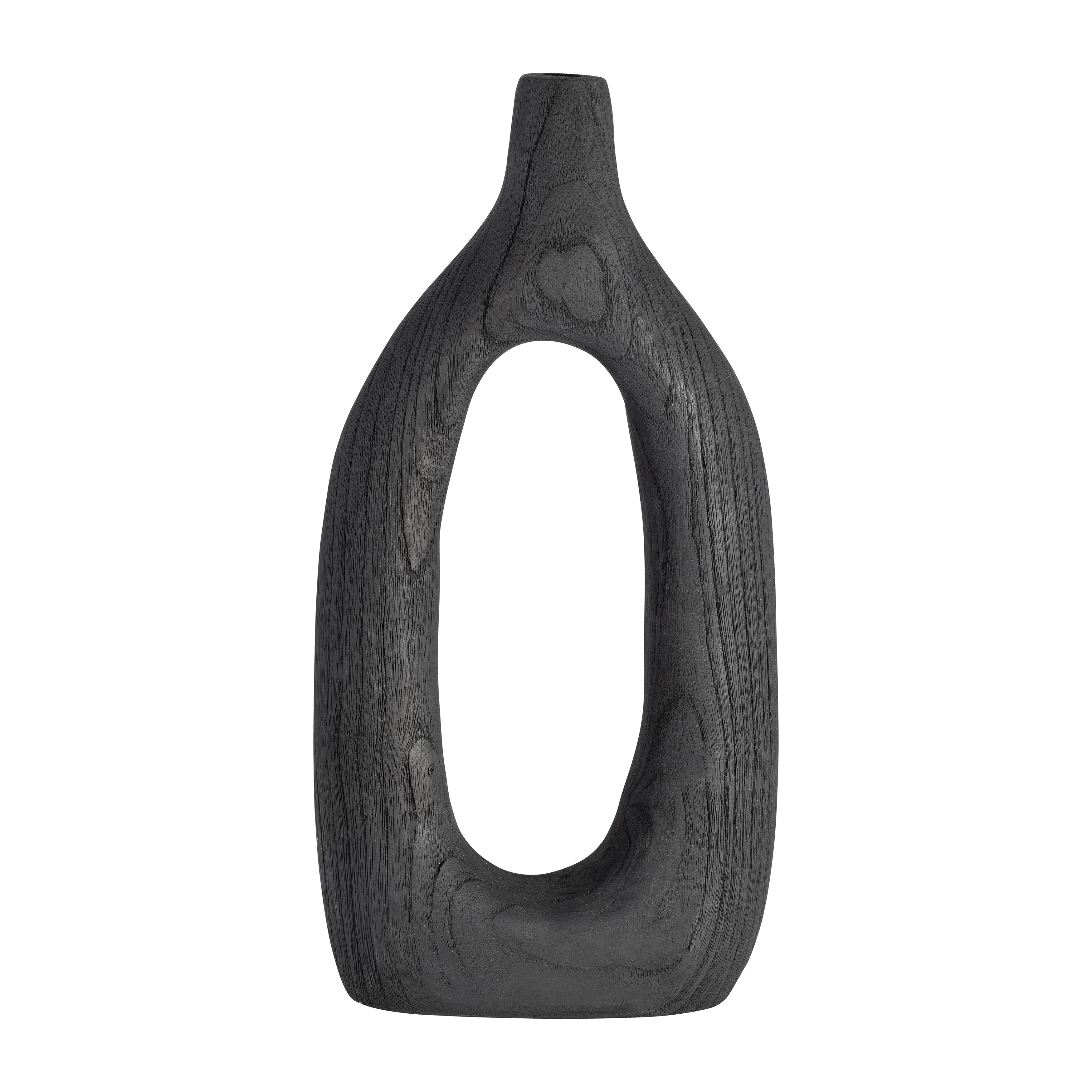 Wood, 14"h Cut-out Vase, Black - Decor Addict, LLC