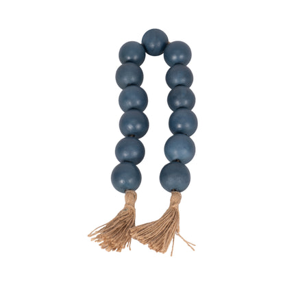 Wood, 32x2 Large Bead Garland W/ Tassel, Teal/blu - Decor Addict, LLC