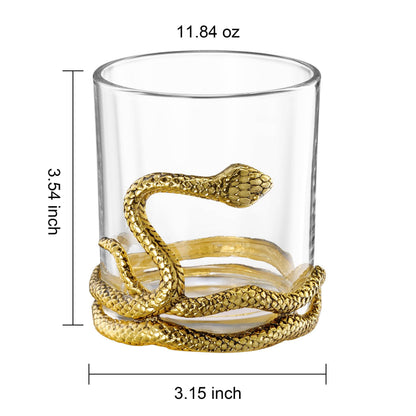 Snake Serpent Whiskey Glasses - 2 Glass Set Gold Design - Decor Addict, LLC