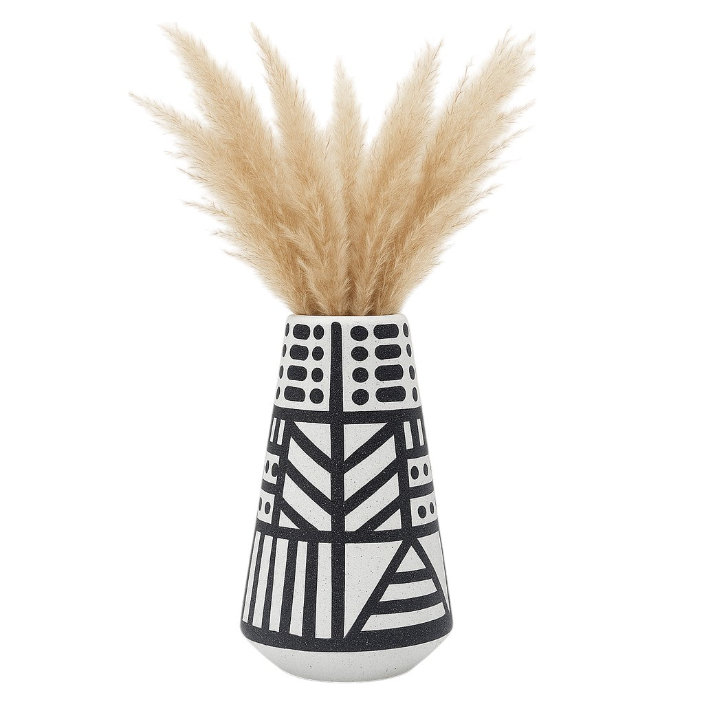 Cer, 8" Eclectic Vase, Black/white - Decor Addict, LLC