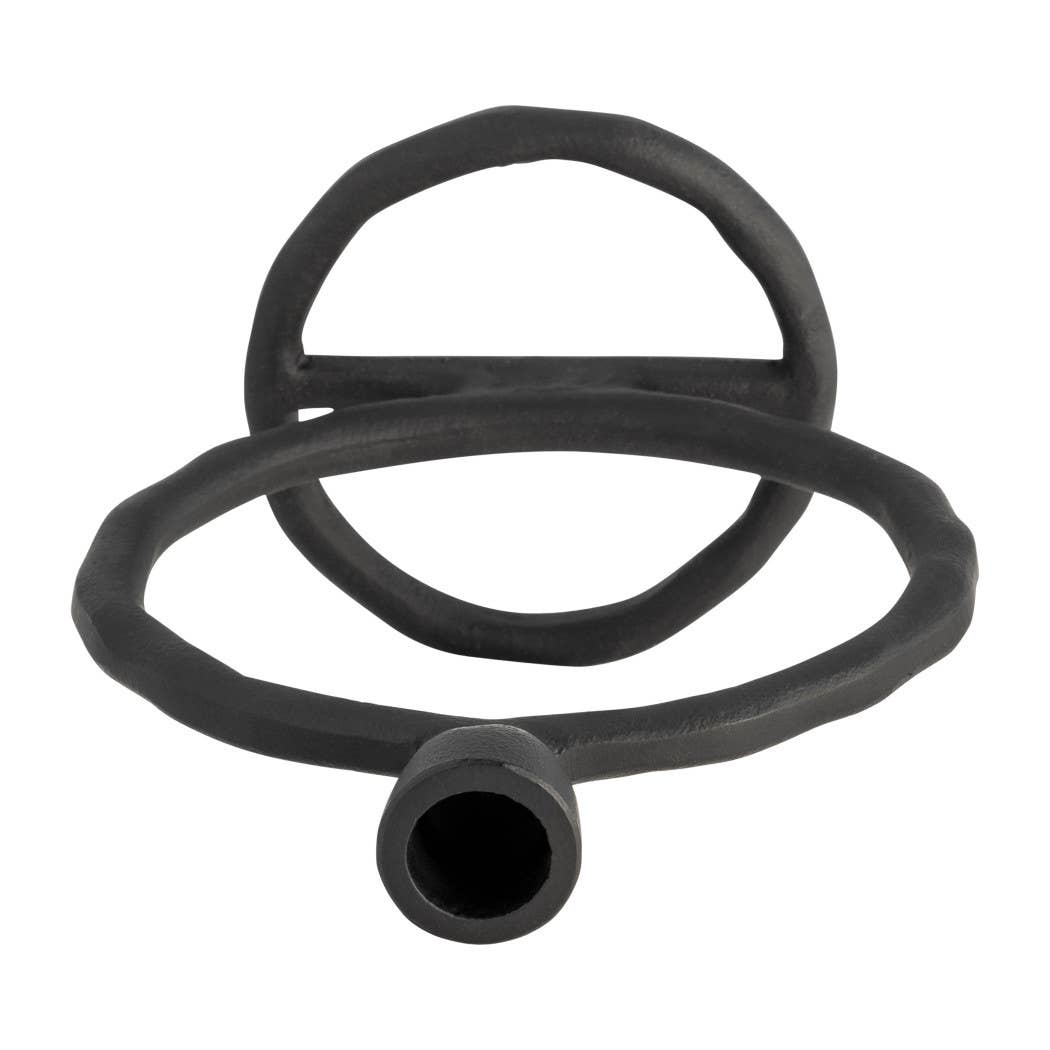 Metal Round Ring Taper Candle Holder - Black, 8 in. - Decor Addict, LLC