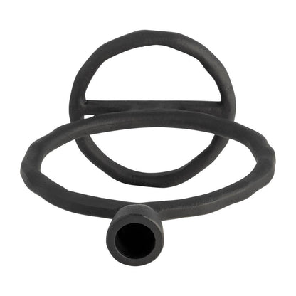 Metal Round Ring Taper Candle Holder - Black, 8 in. - Decor Addict, LLC