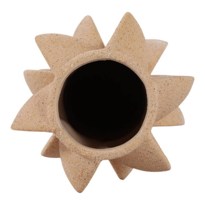 Decorative Vase - Tan Ceramic 3D Printed Textured, 14 in. - Decor Addict, LLC