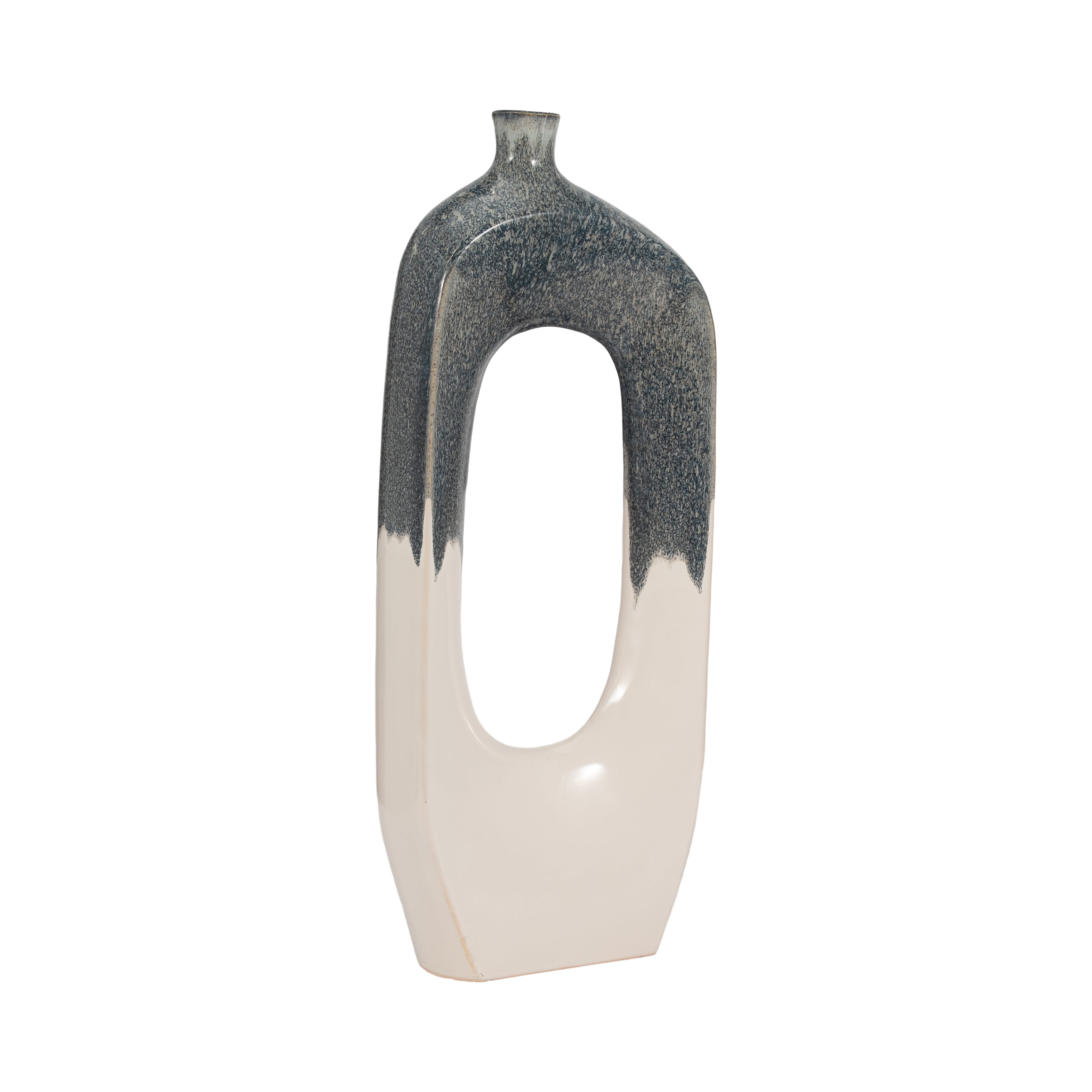 Cer, 26" Curvy Open Cut-out Vase, Blue/white - Decor Addict, LLC