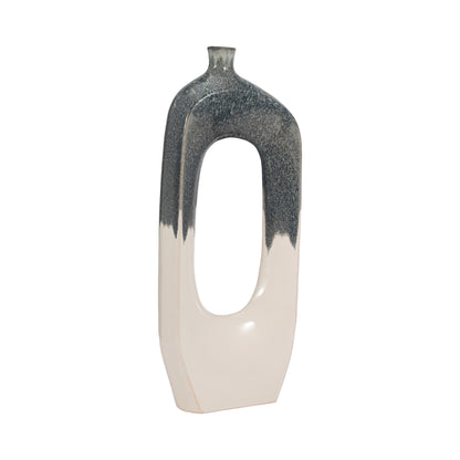 Cer, 26" Curvy Open Cut-out Vase, Blue/white - Decor Addict, LLC