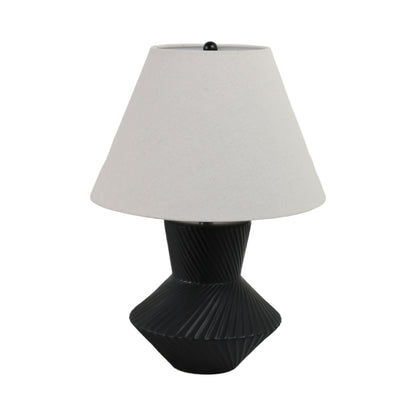 23" Ribbed Totem Table Lamp, Black/white - Decor Addict, LLC
