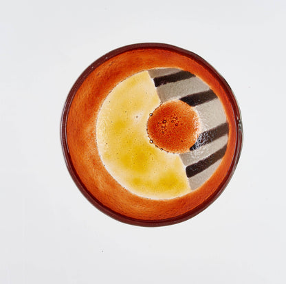 Safari Bowl Tray 12x5 Black, Brown & Yellow: Black, Brown & Yellow / Glass - Decor Addict, LLC