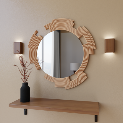 SCULPT Mirror: Natural Wood / 24 Inch Frame - Decor Addict, LLC