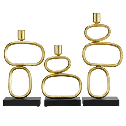 Eduardo Gold and Black Candlestick Candle Holders - Set of 3 - Decor Addict, LLC