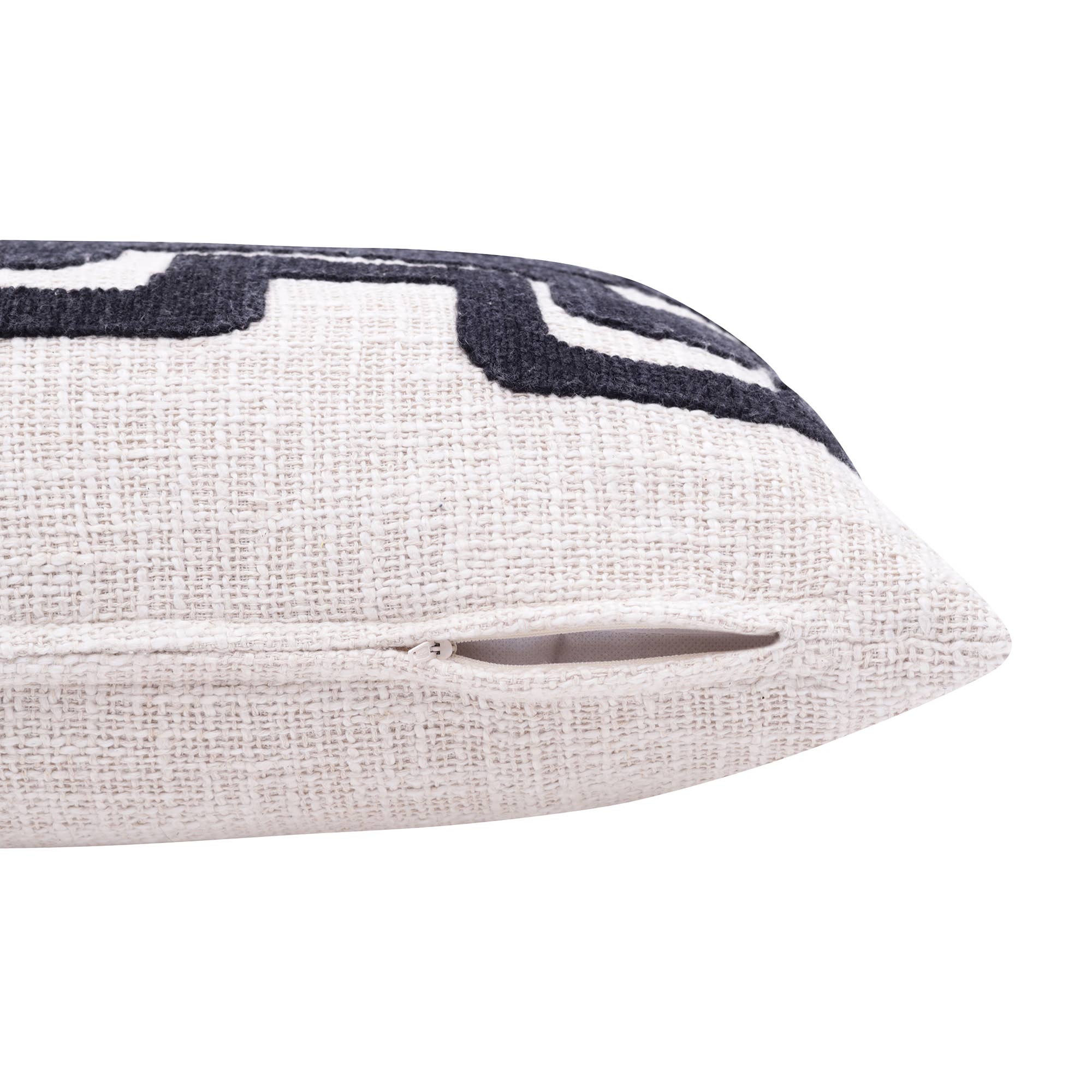 Seanna Geometric Handmade Decorative Throw Pillow: Onyx/ivory / 16" x 24" - Decor Addict, LLC