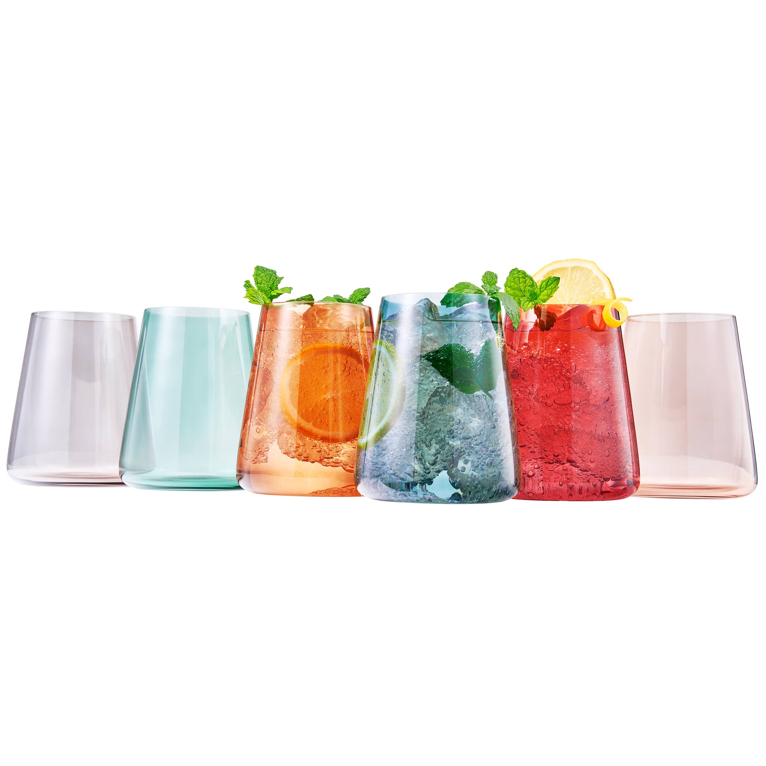 Stemless German Design Colored Wine Glass - Set of 6
