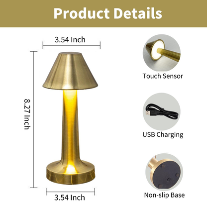 Modern Touch Sensor LED Lamp with USB Charging-Retail Pack: Gold - Decor Addict, LLC