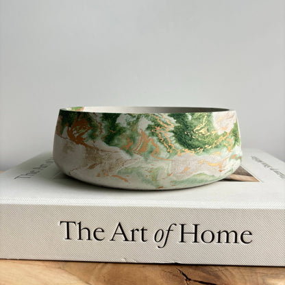 Daza - Decorative Concrete Bowl | Centerpiece Bowl : Green Fusion Marble - Decor Addict, LLC