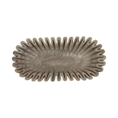 Decorative Bowl - Tan Marble Wavy Ribbed Texture, 16 in. - Decor Addict, LLC