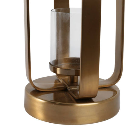 Candle Holder - Gold Metal Stylish Hurricane, 17 in. - Decor Addict, LLC