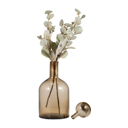 Glass, 17" Bottle W/ Stopper Taupe - Decor Addict, LLC