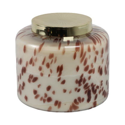9" 180 Oz Cinnamon Speckle Lidded Candle, Brown/go - Decor Addict, LLC