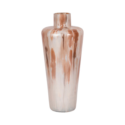 17" Nude Drip Finish Glass Floor Vase, Tan Multi - Decor Addict, LLC