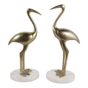 Trellis Bird & Marble Statuary, Gold (Set of 2)