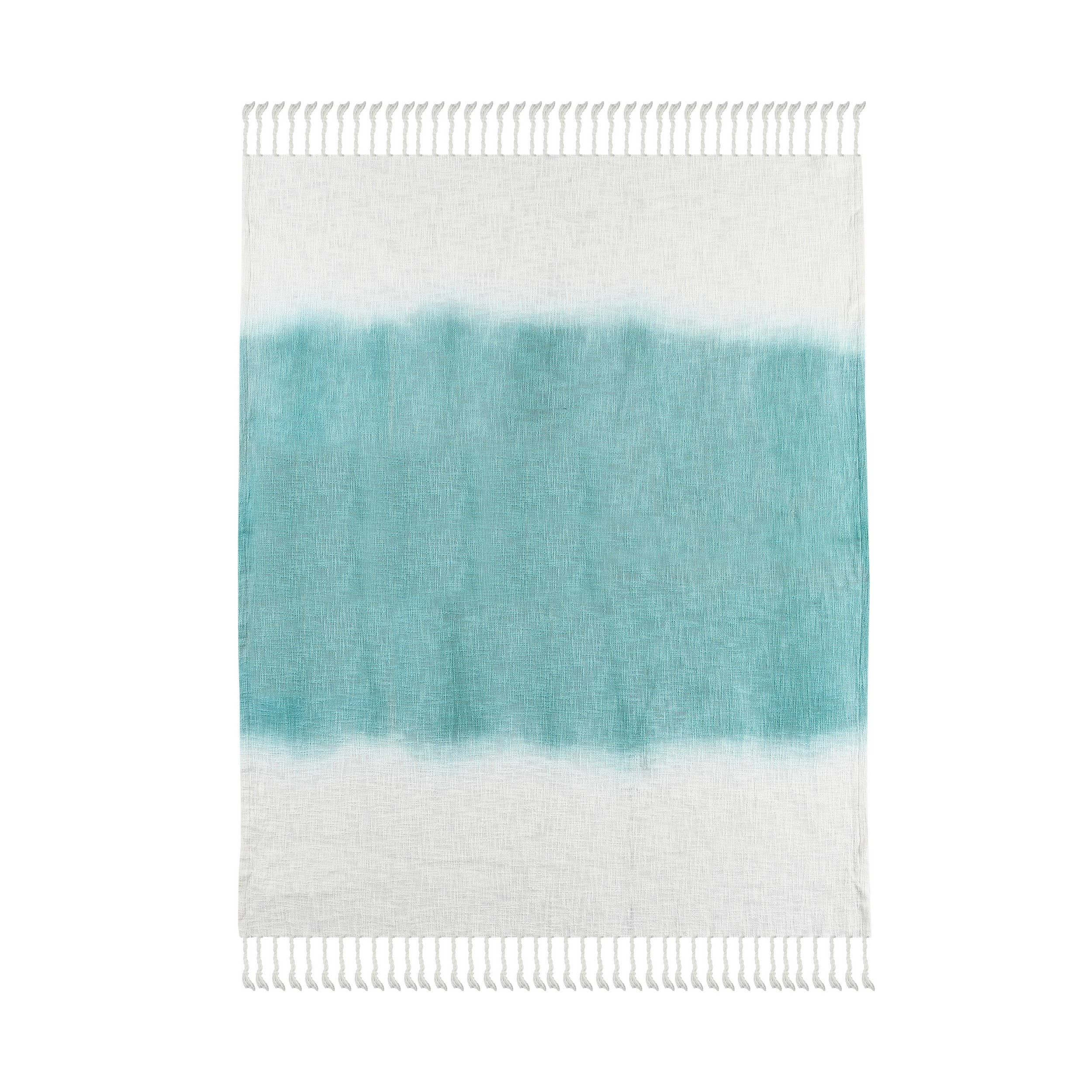 Shibori Slab Throw Blanket with Fringe: Angel Blue - Decor Addict, LLC