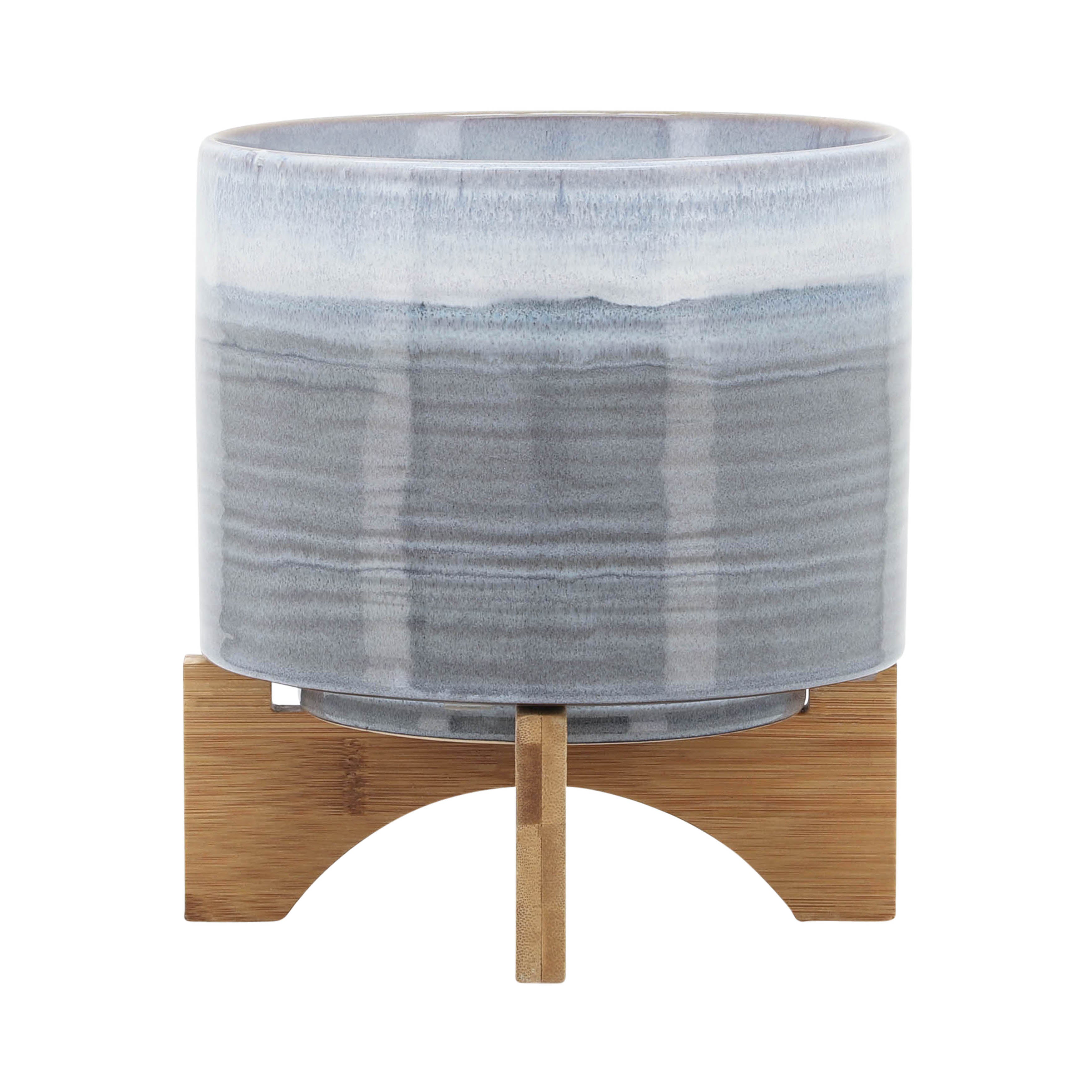 Ceramic 8" Planter On Stand, Blue Fade - Decor Addict, LLC