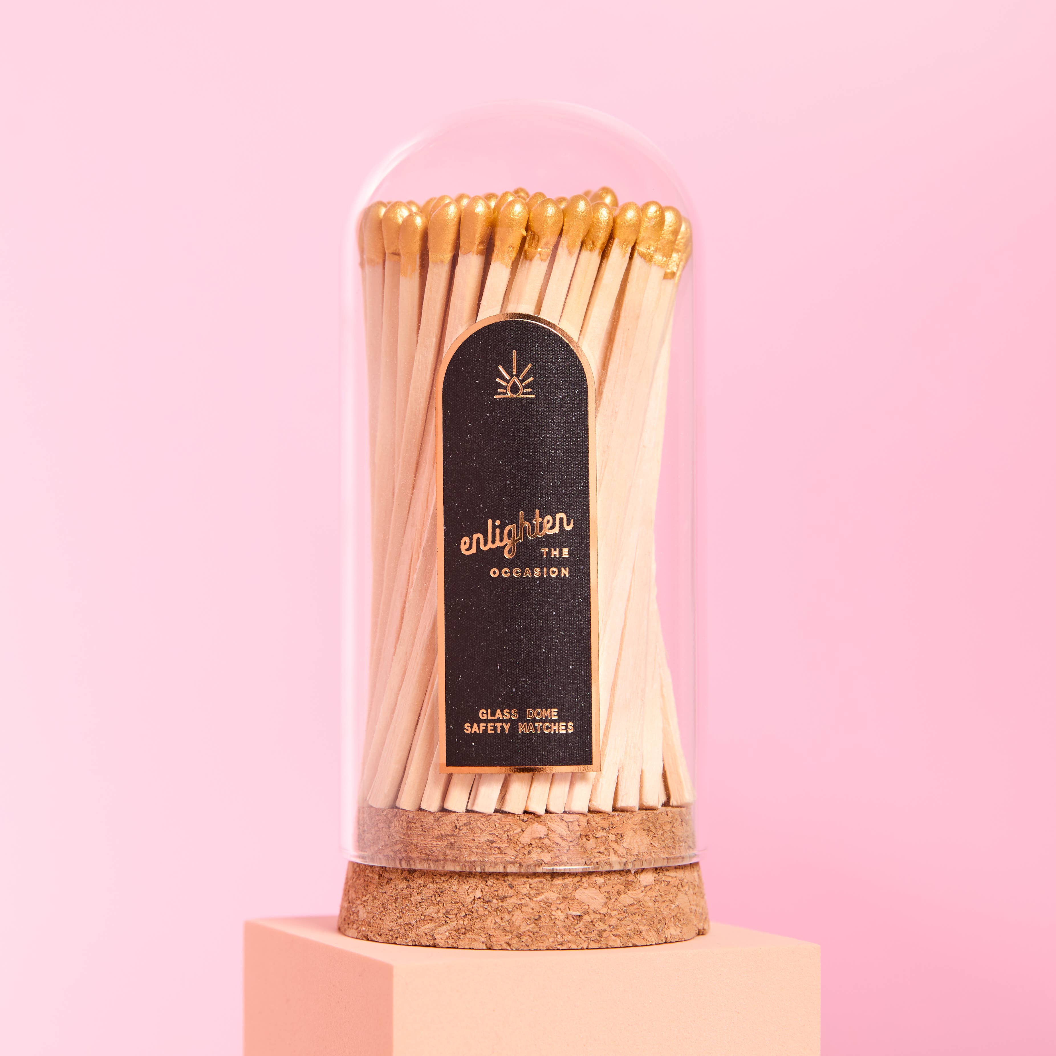 Gold Wooden Matchsticks in Glass Corked Dome - Decor Addict, LLC