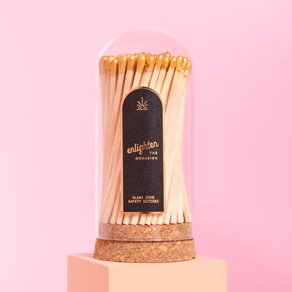 Gold Wooden Matchsticks in Glass Corked Dome - Decor Addict, LLC