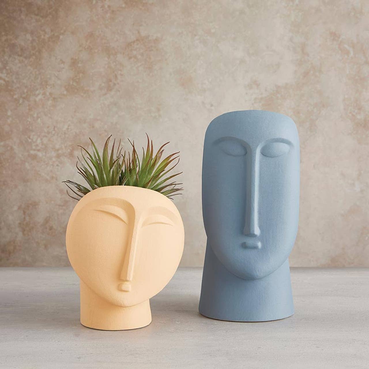 Blue Ceramic Head Pot - Decor Addict, LLC
