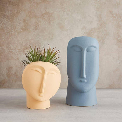 Blue Ceramic Head Pot - Decor Addict, LLC