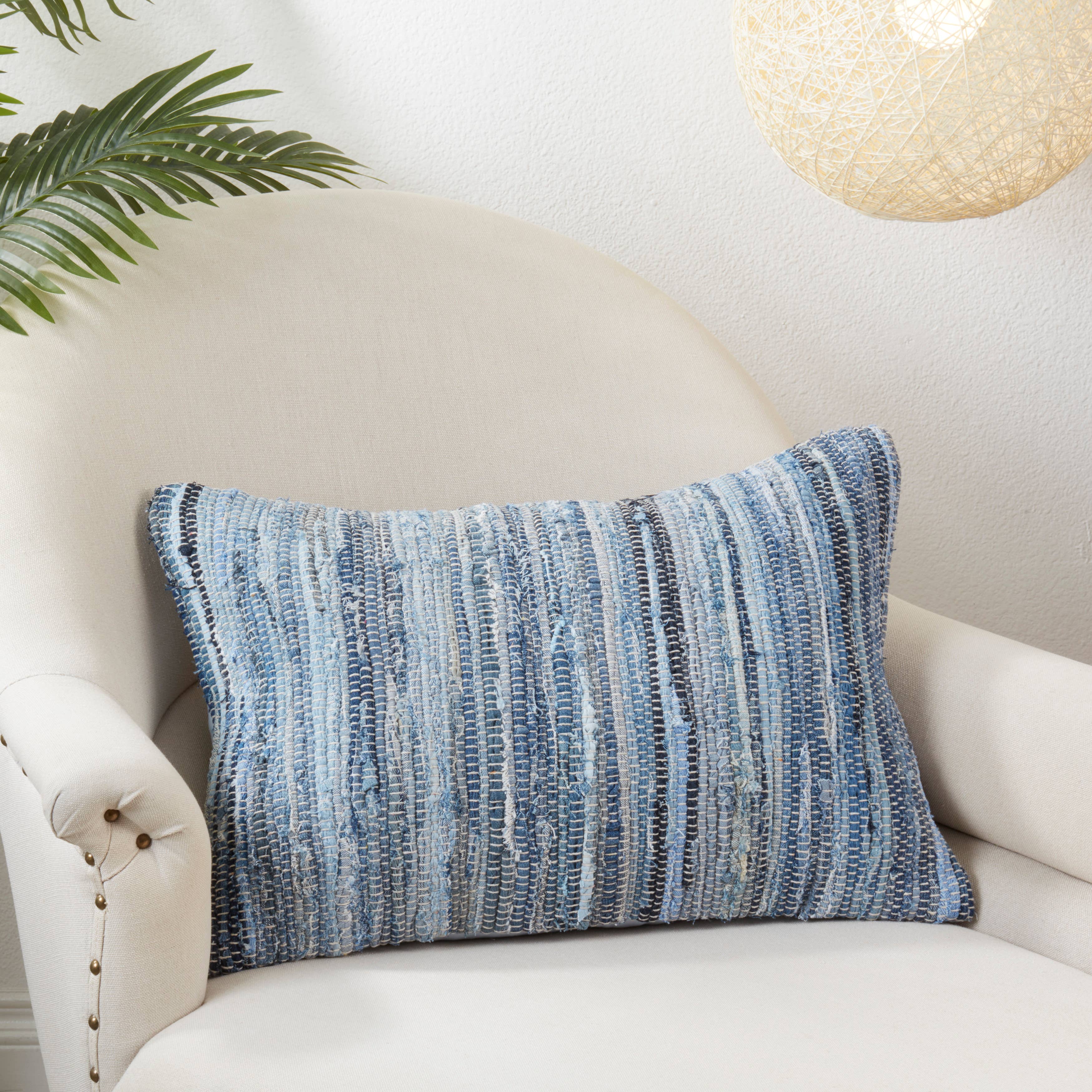 Denim Chindi Throw Pillow: Denim / Down Filled / 16"x23" - Decor Addict, LLC