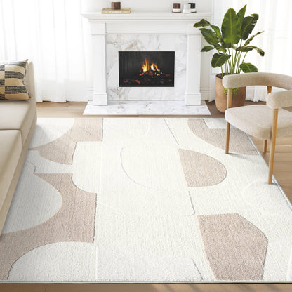 Abani Cozy Modern Cream Grey Area Rug: 2' x 3' - Decor Addict, LLC