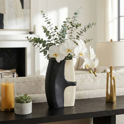 Decorative Vase - Black/Tan Ecomix Small Silhouette, 15 in. - Decor Addict, LLC